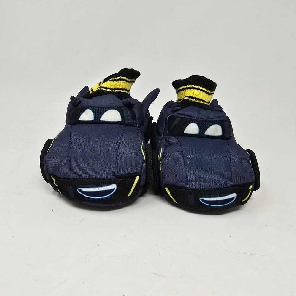 DC Batman Slippers Boys Size‎ 5-6 Blue Batwheels Bat Car Slip On Plush